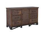 6 Drawer 1 Door Walnut Dresser | Parota Wood Storage