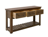 3 Drawer Walnut Sofa Table - Parota Wood Occasional Table