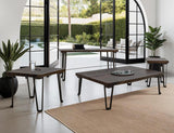 Walnut Live-Edge Parota Wood End Table with Gold Metal Inlays