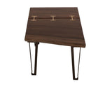 Walnut Live-Edge Parota Wood End Table with Gold Metal Inlays