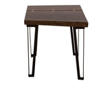 Walnut Live-Edge Parota Wood End Table with Gold Metal Inlays