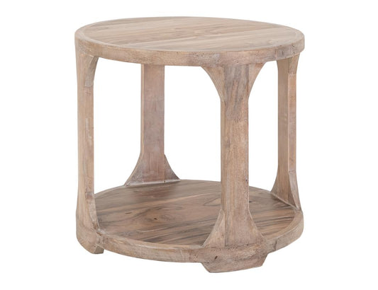 White Balam 1 Shelf End Table - Handcrafted Mango & Teak Wood