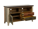 2 Drawer 1 Door 52" TV Stand - Antique Pine Wood Rustic