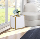 Glitz Chic Contemporary End Table with Sleek Gold Base - Perfect Accent for Modern Living Spaces