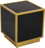 Glitz Chic Contemporary End Table with Sleek Gold Base - Perfect Accent for Modern Living Spaces
