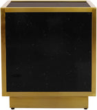 Glitz Chic Contemporary End Table with Sleek Gold Base - Perfect Accent for Modern Living Spaces