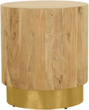 Acacia End Table with Rich Wood Grain and Gold Metal Base for a Modern Contemporary Look