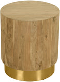Acacia End Table with Rich Wood Grain and Gold Metal Base for a Modern Contemporary Look