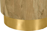 Acacia End Table with Rich Wood Grain and Gold Metal Base for a Modern Contemporary Look