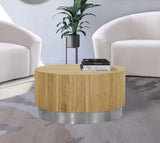 Acacia Wood Coffee Table with Stunning Grain Design and Sturdy Metal Base for Modern Living Spaces