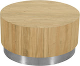 Acacia Wood Coffee Table with Stunning Grain Design and Sturdy Metal Base for Modern Living Spaces
