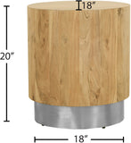 Acacia End Table with Rich Wood Grain and Gold Metal Base for a Modern Contemporary Look