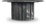 Genoa Coffee Table: Handcrafted Marble Elegance with Unique Veining and Art Deco Fluted Base Masterpiece