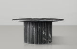 Genoa Coffee Table: Handcrafted Marble Elegance with Unique Veining and Art Deco Fluted Base Masterpiece