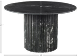 Genoa Dining Table - Handcrafted Marble Elegance with Unique Veining and Art Deco Fluted Base Design