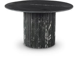 Genoa Dining Table - Handcrafted Marble Elegance with Unique Veining and Art Deco Fluted Base Design