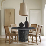 Genoa Dining Table - Handcrafted Marble Elegance with Unique Veining and Art Deco Fluted Base Design
