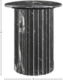 Genoa End Table - Handcrafted Marble Design with Unique Veining, Elegant Art Deco Statement Piece
