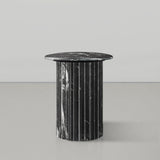Genoa End Table - Handcrafted Marble Design with Unique Veining, Elegant Art Deco Statement Piece