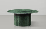 Genoa Coffee Table: Handcrafted Marble Elegance with Unique Veining and Art Deco Fluted Base Masterpiece