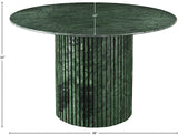 Genoa Dining Table - Handcrafted Marble Elegance with Unique Veining and Art Deco Fluted Base Design