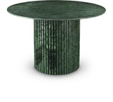 Genoa Dining Table - Handcrafted Marble Elegance with Unique Veining and Art Deco Fluted Base Design