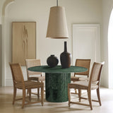Genoa Dining Table - Handcrafted Marble Elegance with Unique Veining and Art Deco Fluted Base Design