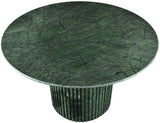 Genoa Dining Table - Handcrafted Marble Elegance with Unique Veining and Art Deco Fluted Base Design