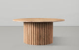 Genoa Coffee Table: Handcrafted Marble Elegance with Unique Veining and Art Deco Fluted Base Masterpiece
