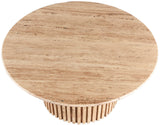Genoa Coffee Table: Handcrafted Marble Elegance with Unique Veining and Art Deco Fluted Base Masterpiece
