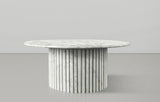 Genoa Coffee Table: Handcrafted Marble Elegance with Unique Veining and Art Deco Fluted Base Masterpiece