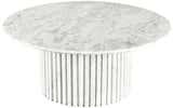Genoa Coffee Table: Handcrafted Marble Elegance with Unique Veining and Art Deco Fluted Base Masterpiece