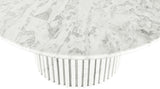 Genoa Coffee Table: Handcrafted Marble Elegance with Unique Veining and Art Deco Fluted Base Masterpiece