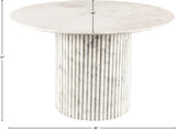 Genoa Dining Table - Handcrafted Marble Elegance with Unique Veining and Art Deco Fluted Base Design