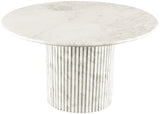 Genoa Dining Table - Handcrafted Marble Elegance with Unique Veining and Art Deco Fluted Base Design
