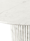 Genoa Dining Table - Handcrafted Marble Elegance with Unique Veining and Art Deco Fluted Base Design