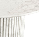 Genoa Dining Table - Handcrafted Marble Elegance with Unique Veining and Art Deco Fluted Base Design