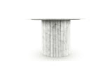 Genoa Dining Table - Handcrafted Marble Elegance with Unique Veining and Art Deco Fluted Base Design