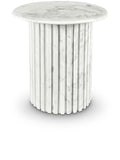 Genoa End Table - Handcrafted Marble Design with Unique Veining, Elegant Art Deco Statement Piece