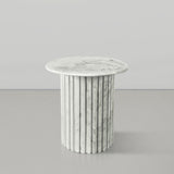 Genoa End Table - Handcrafted Marble Design with Unique Veining, Elegant Art Deco Statement Piece