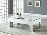Lainy Mirrored Coffee Table - Chic Contemporary Design with Bold Geometric Style for Modern Living Spaces