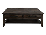 4 Drawer Dark Teak Cocktail Table with Shelf | Mango Wood