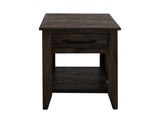Dark Teak End Table with Drawer & Shelf | Mango Wood Furniture