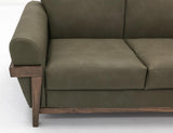 Mezquite Mid-Century Sofa with Wooden Frame | Green Faux Leather