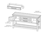 2 Drawer 2 Door Sofa Table - Dutton Cottage Style | Rustic Wood