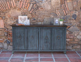 4 Doors Capri Console Table - Rustic Hand-Distressed Wood