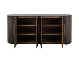 4 Doors Black Balam Console - Mango & Teak Wood Storage