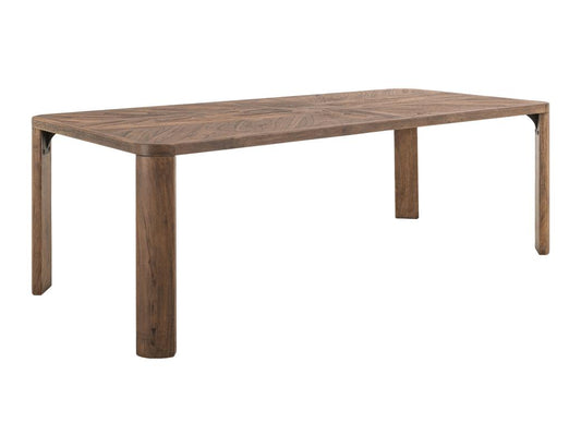 Balam Dining Table - Mango Wood with Teak, Brown Lacquer Finish