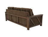 Walnut Wooden Frame Upholstered Sofa | Modern Rustic Design