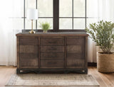 4 Drawer 2 Door Parota Wood Console | Walnut Collection